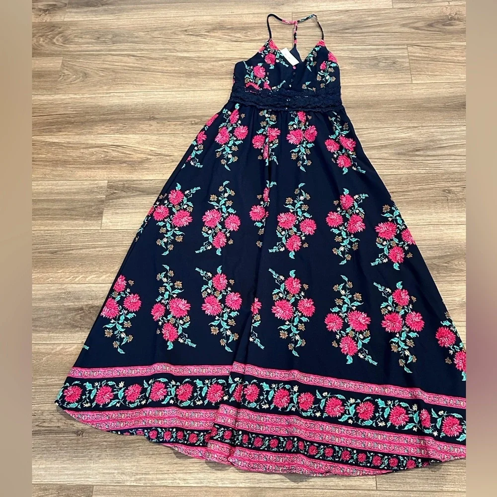 NWT! Pink Lily Boutique Blue Floral Maxi Dress Size Medium - Picture 5 of 12